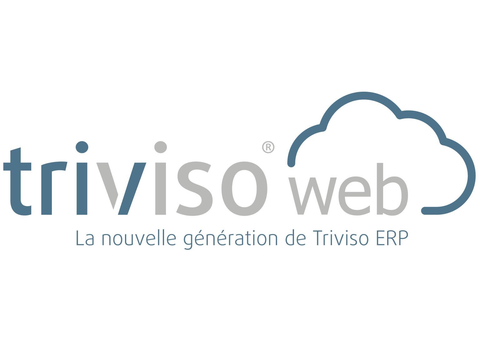 Logo pour trivi so web présentant un nuage et le slogan La nouvelle génération de Triviso ERP en français, signifiant La nouvelle génération de Triviso ERP.